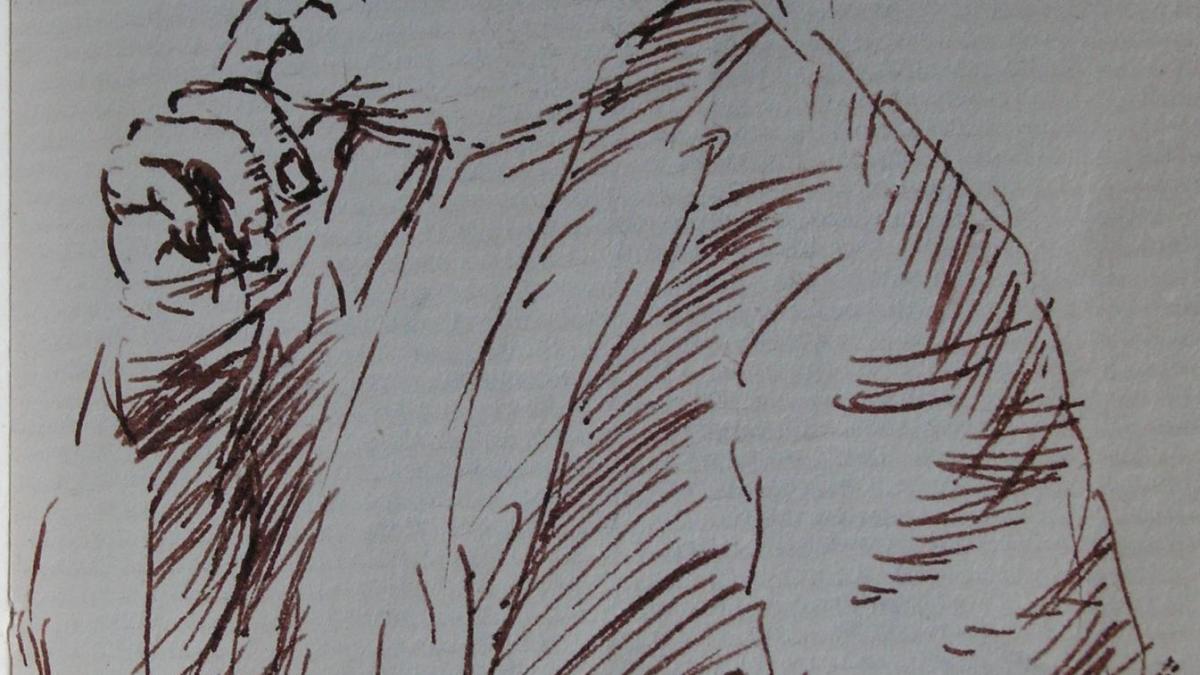 Dans un train croquis a la plume de jean joseph chevalier