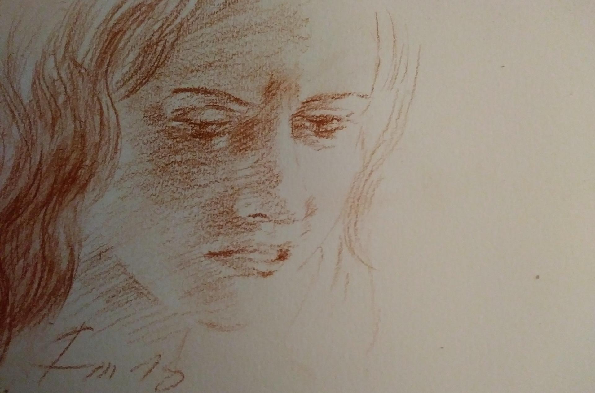 Portrait 4, dessin à la sanguine, douleur