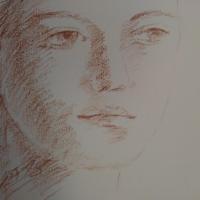 Portrait 1, dessin à la sanguine, jeunesse