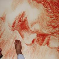 Grand format 4, dessin à la sanguine, portrait