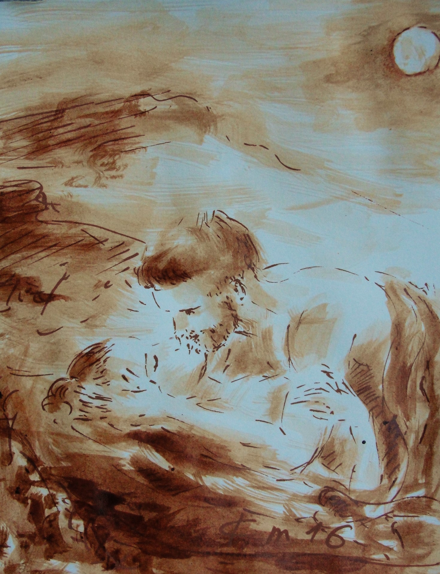 Dessin au lavis de jean joseph chevalier 236