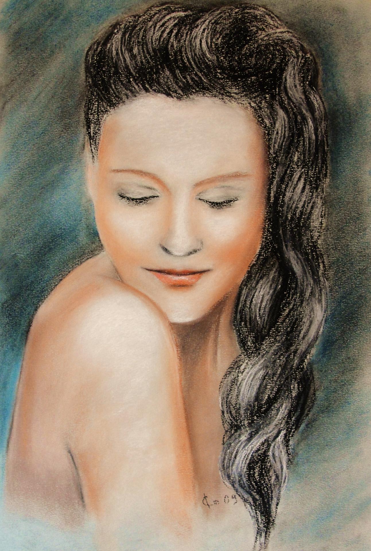 Portrait 1, dessin au pastel sec