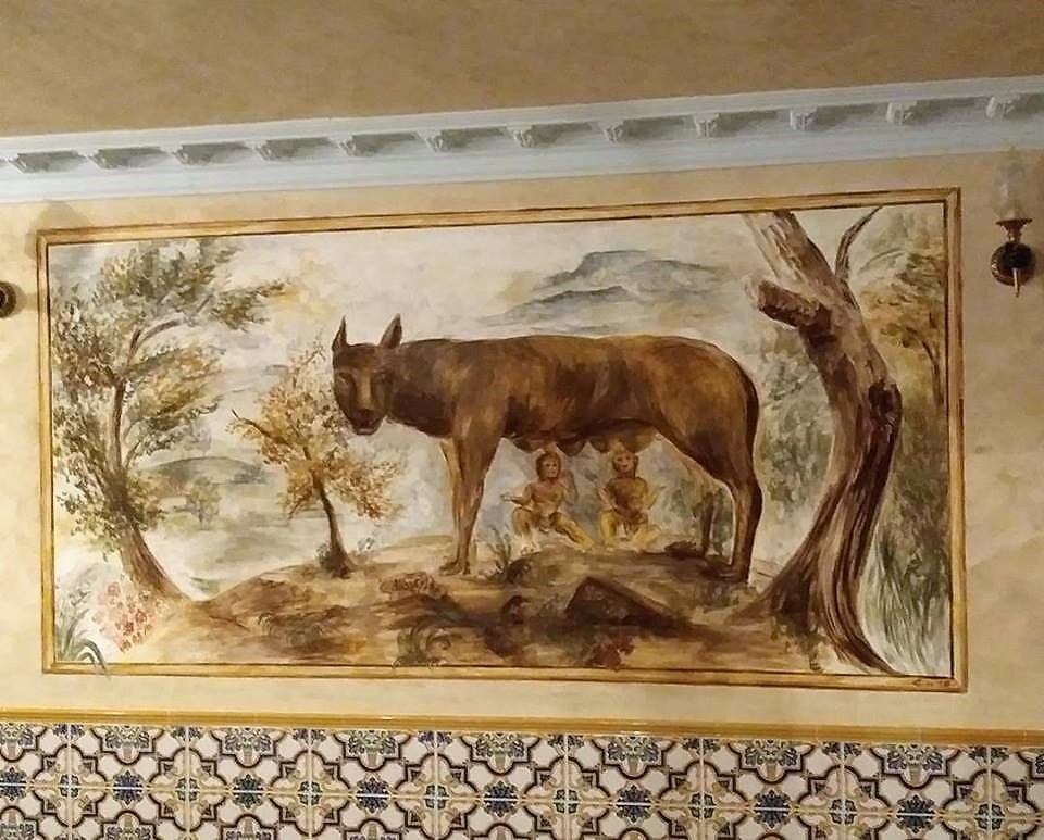Fresque de la louve romulus et remus fresque de jean joseph chevalier