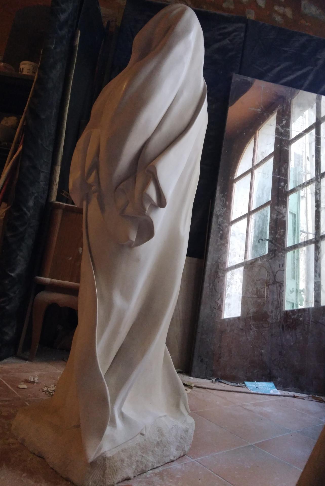 Notre dame de consolation vierge a l enfant sculpture sur pierre statue 80