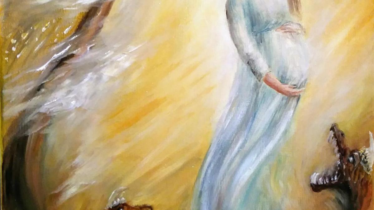 Notre dame de l apocalypse peinture d art sacre par jean joseph chevalier