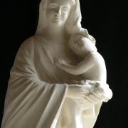 Notre dame du reconfort vierge a l enfant sculpture en pierre ronde bosse 1 2m 8