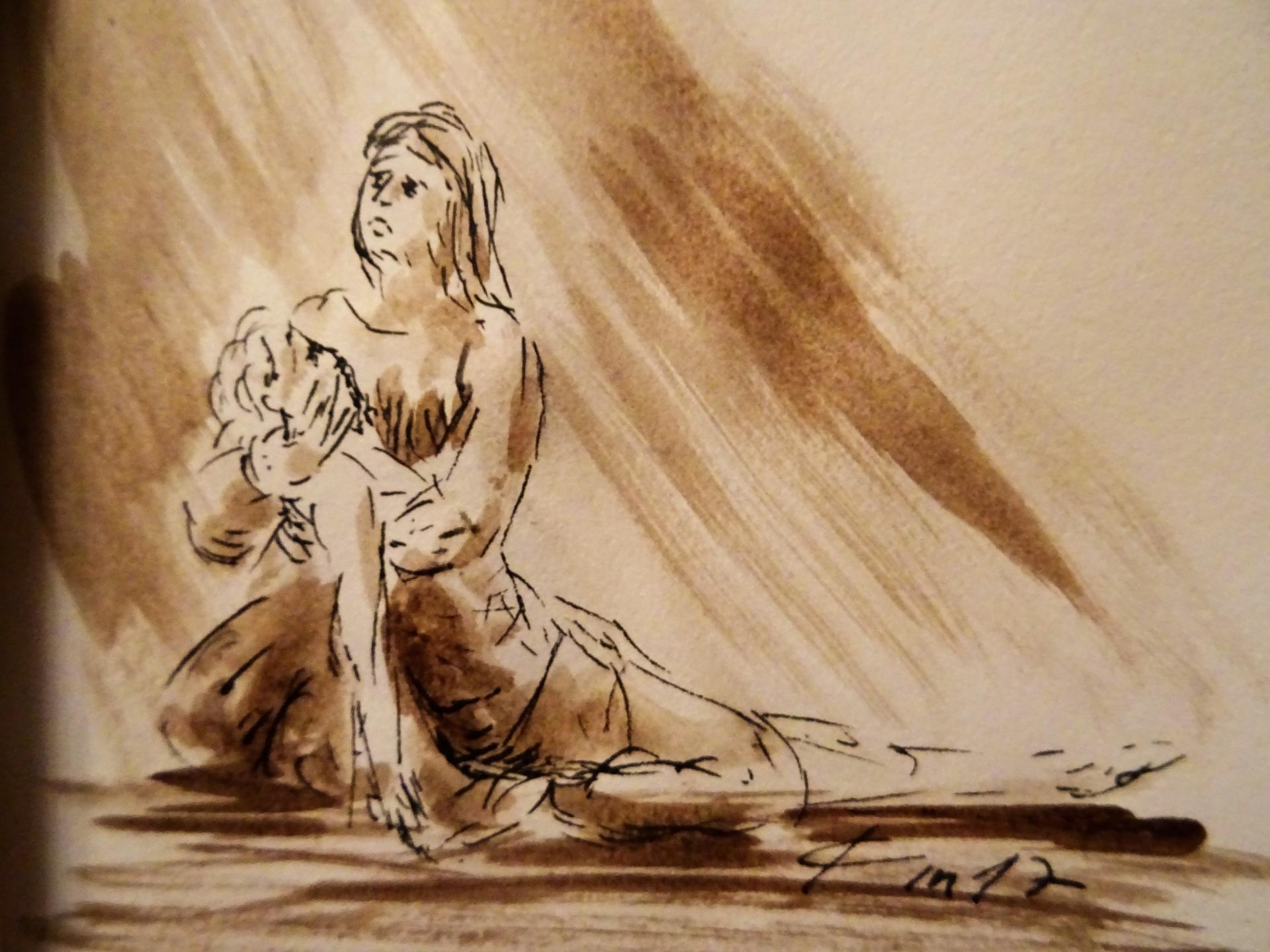 Pieta dessin au lavis de jean joseph chevalier 114