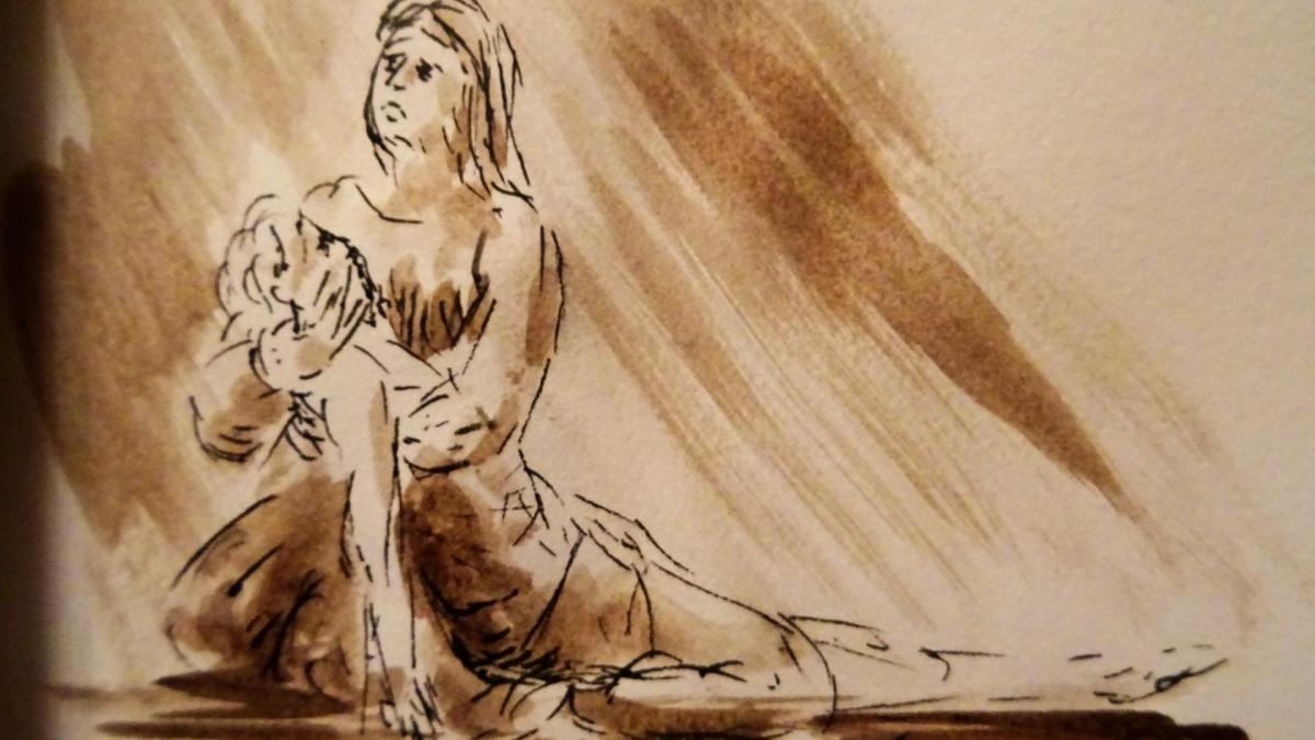 Pieta dessin au lavis de jean joseph chevalier 114