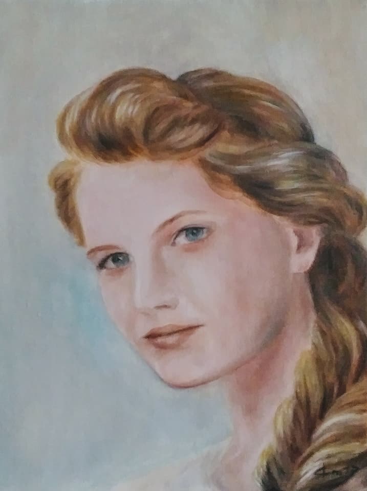 Portrait d une femme a la tresse tableau de jean joseph chevalier