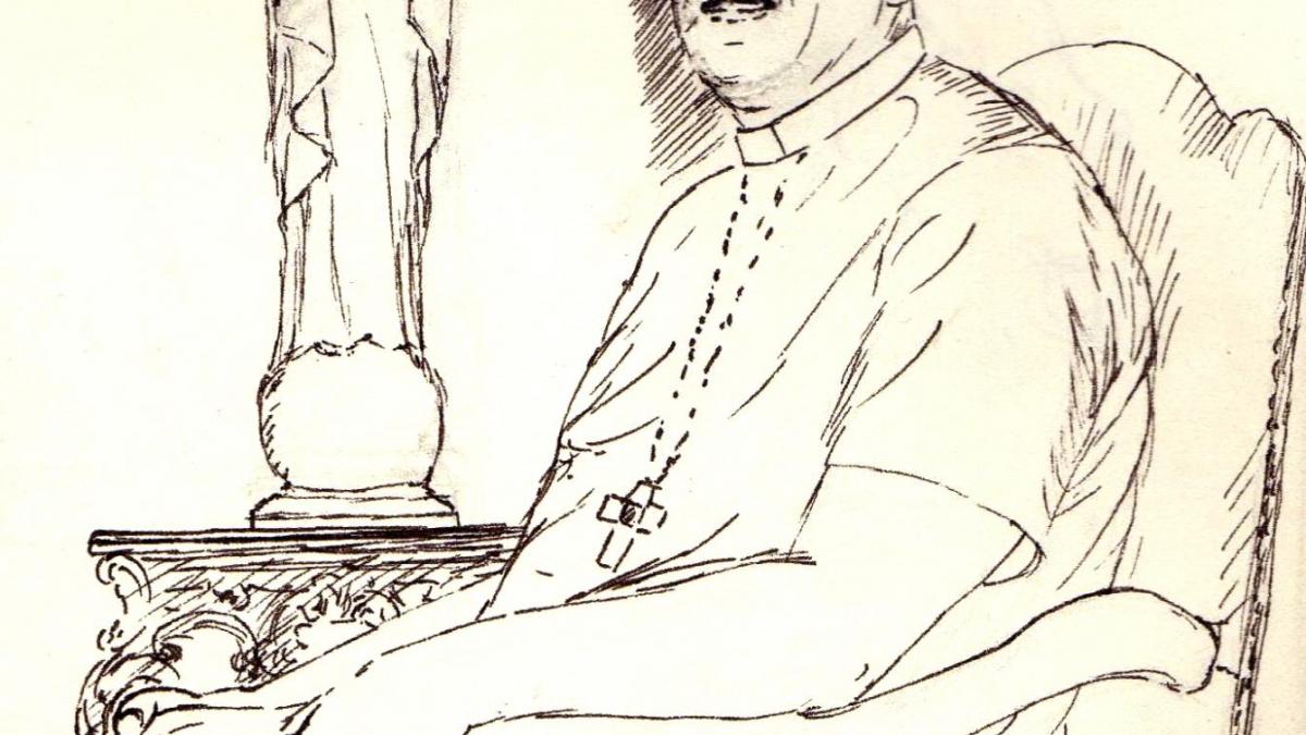 Portrait de mgr rey dessin a la plume de jean joseph chevalier 47