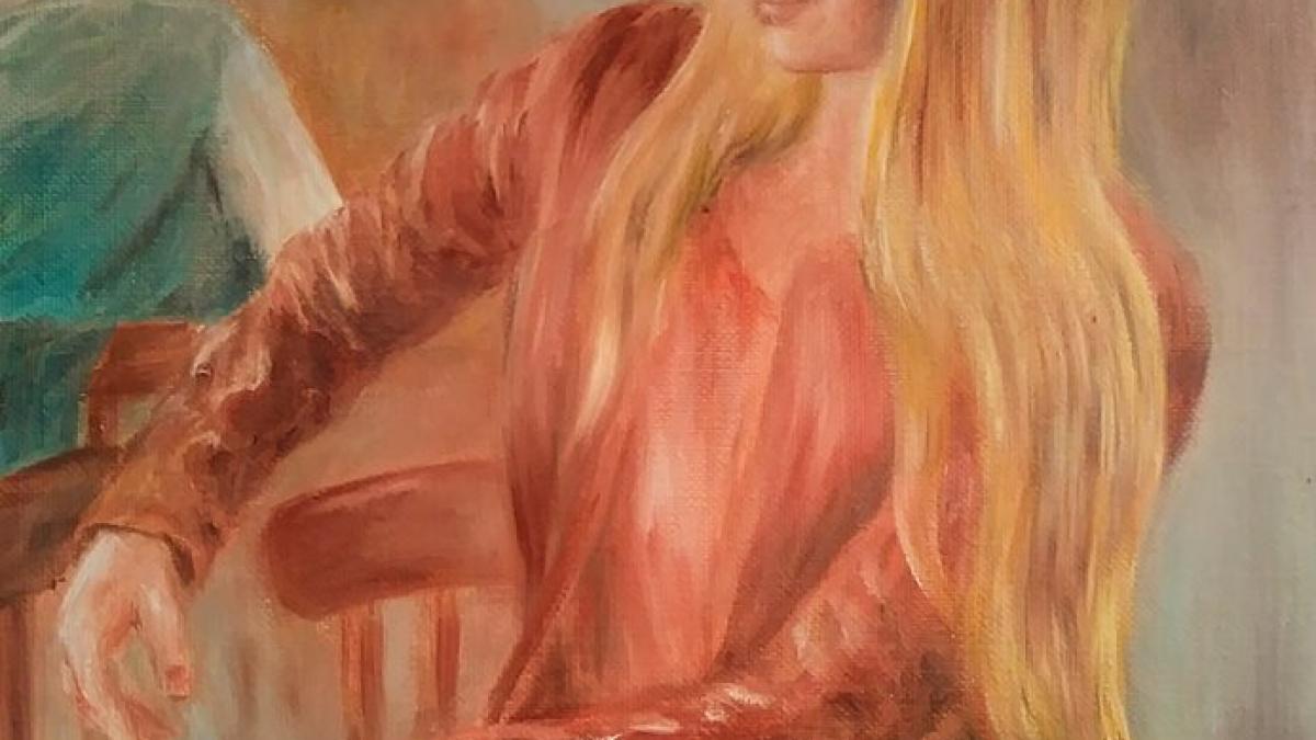 Portrait femme dans un cafe par jean joseph chevalier