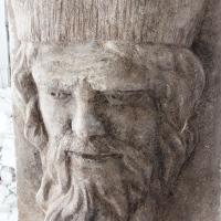 Sculpture sur pierre, mascaron représentant Neptune