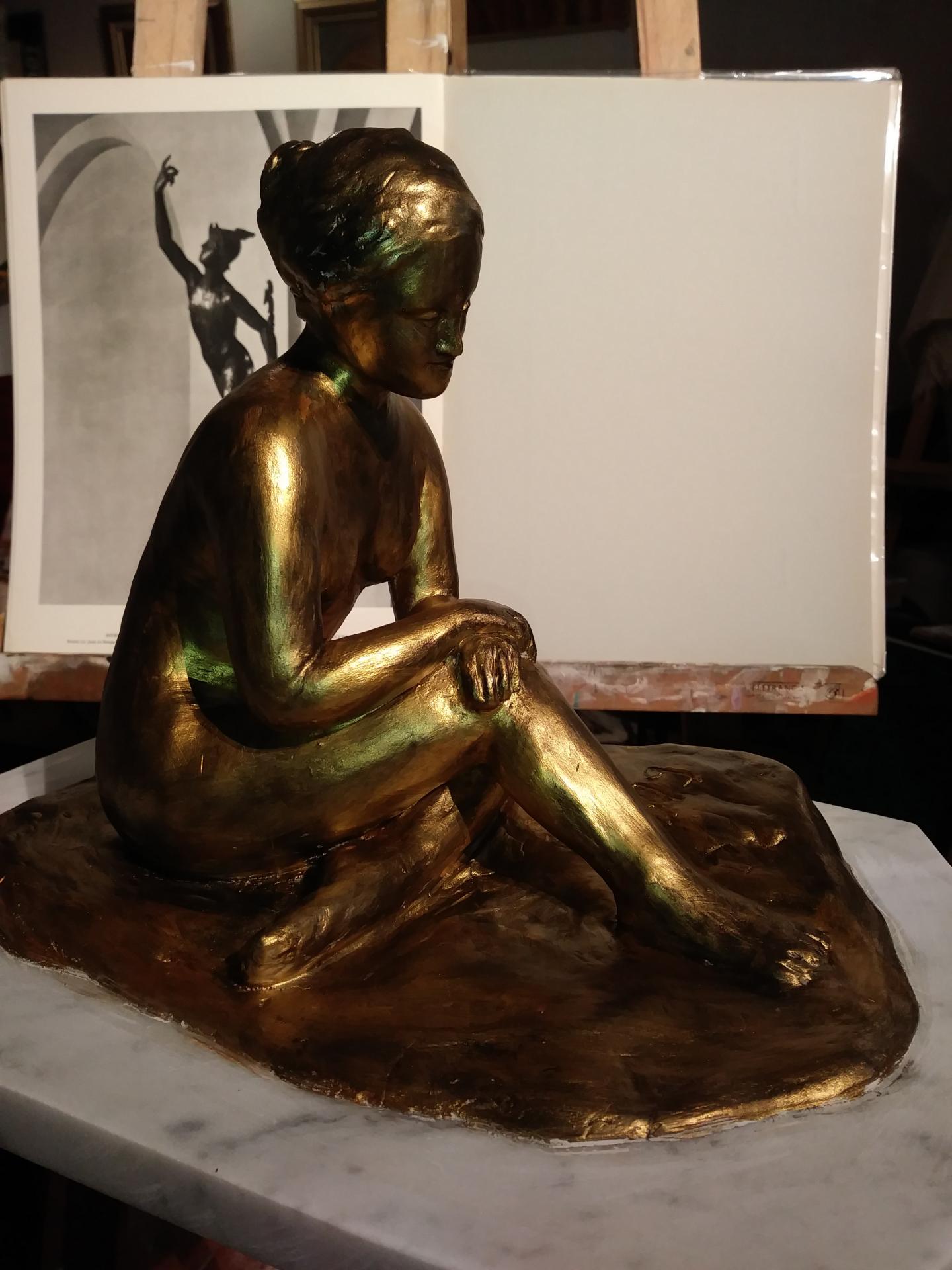 Sculpture de nue, argile patinée (baigneuse) 1