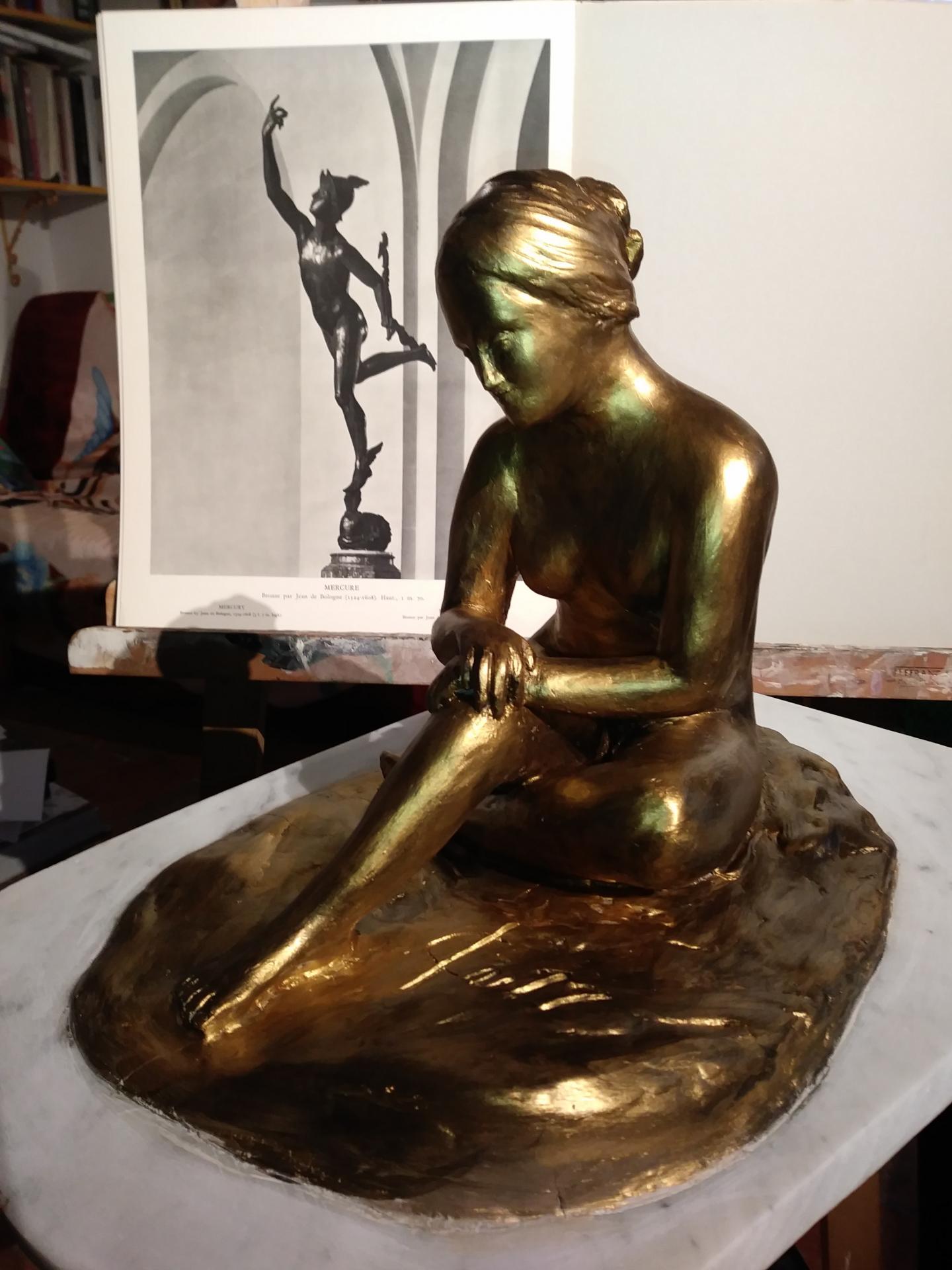 Sculpture de nue, argile patinée (baigneuse) 2