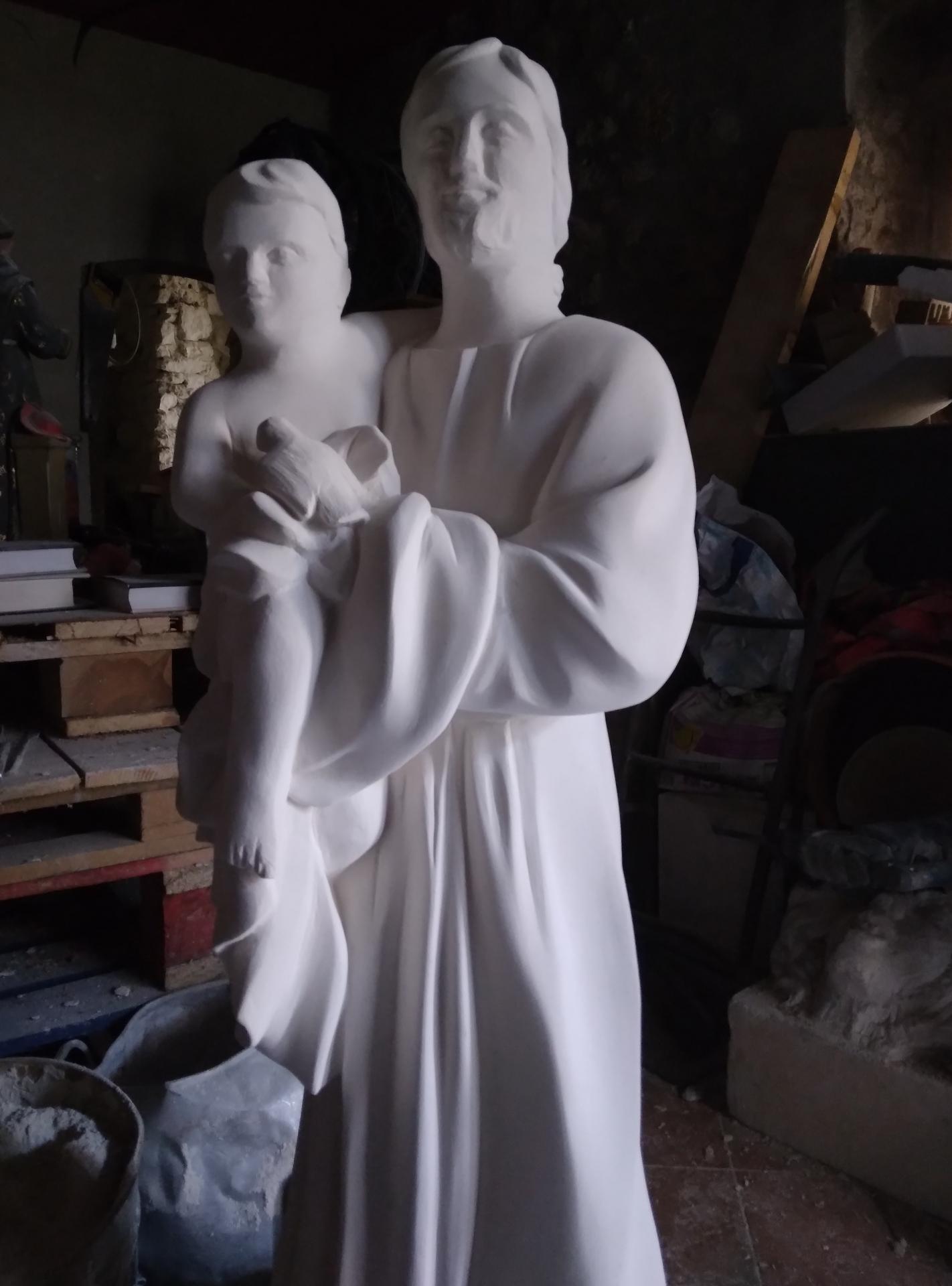 St joseph a l enfant sculpture sur pierre 16
