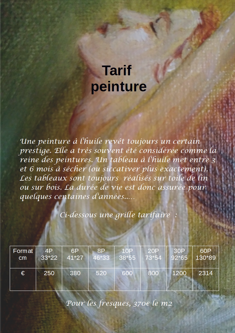 Tarif 2018 des peintures de jean joseph chevalier