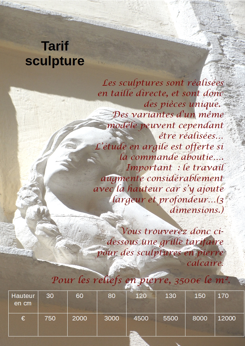 Tarif 2018 des sculptures de jean joseph chevalier 2 2