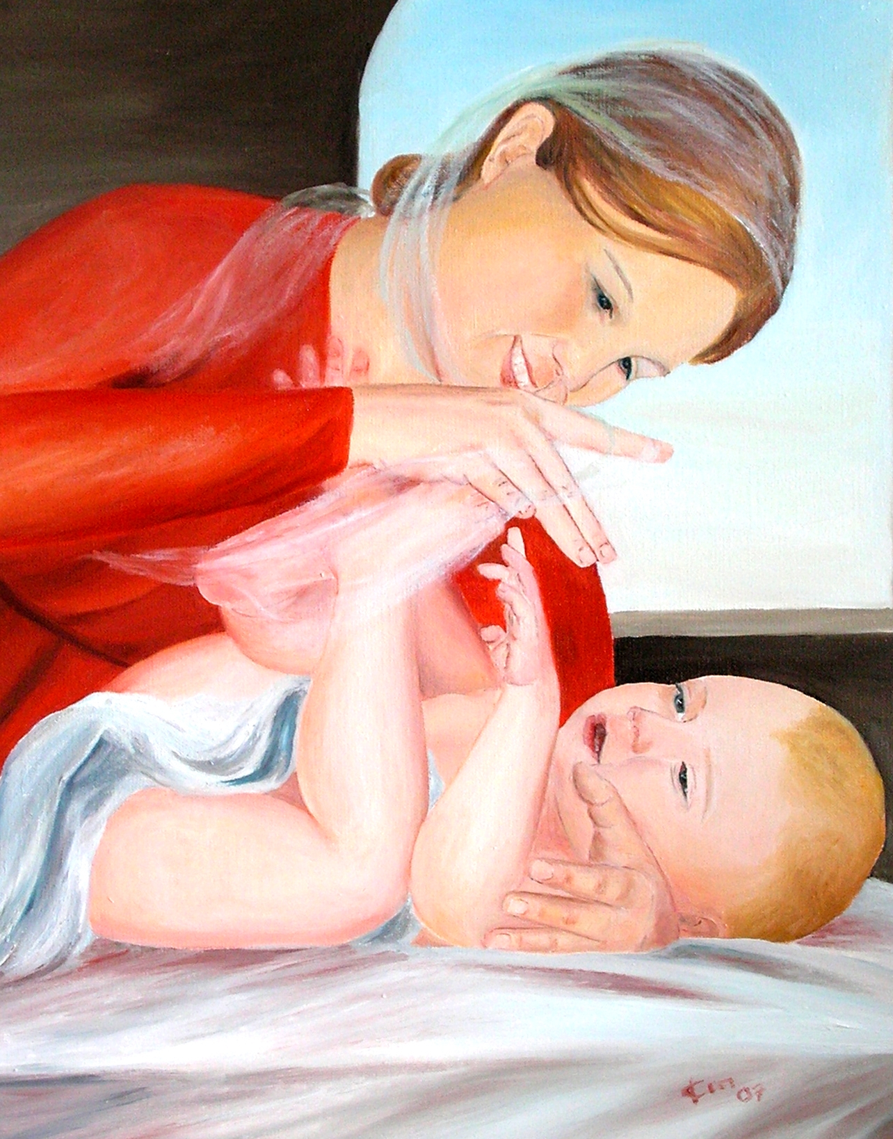 Vierge a l enfant peinture d art sacre de jean joseph chevalier